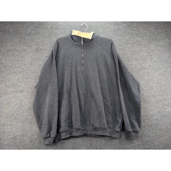 Vintage Mens Straight Down Pullover 1/4 Zip Sweater Size XL Gray 26.5W 29.5L - Picture 1 of 11